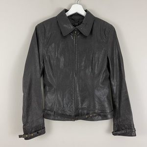 600 West Full Zip Belted Genuine Leather Jacket in Brown